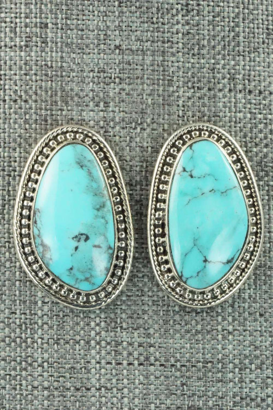 Turquoise & Sterling Silver Earrings - Raymond Delgarito