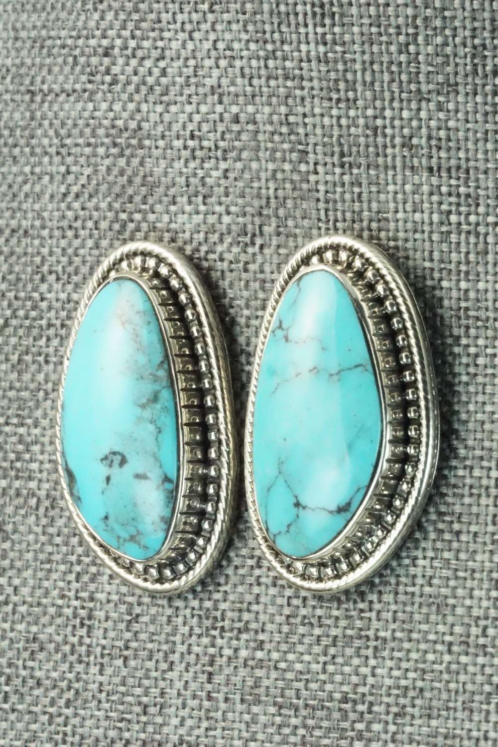 Turquoise & Sterling Silver Earrings - Raymond Delgarito