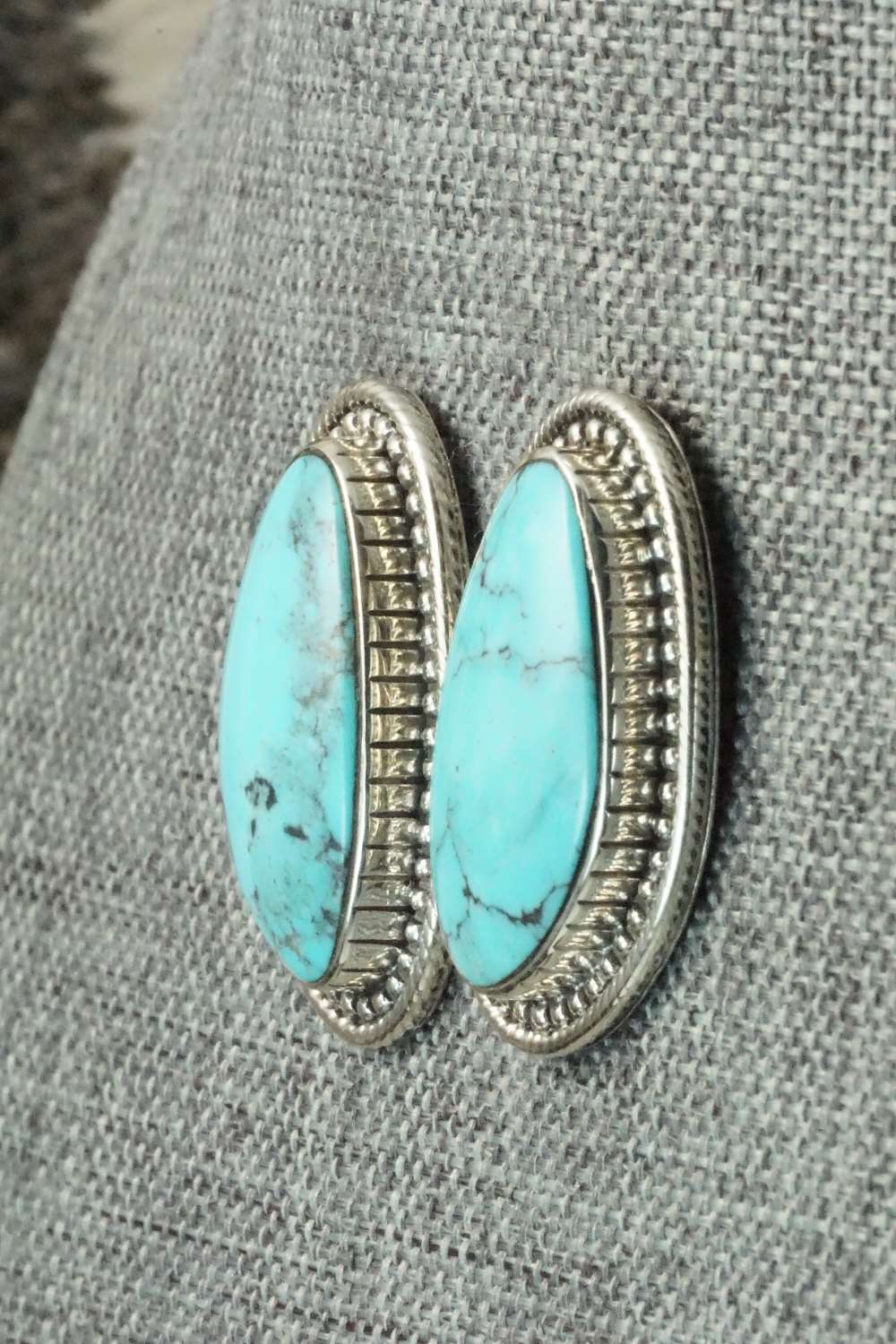 Turquoise & Sterling Silver Earrings - Raymond Delgarito