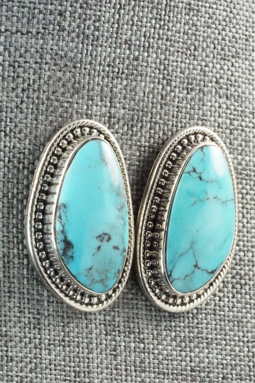 Turquoise & Sterling Silver Earrings - Raymond Delgarito