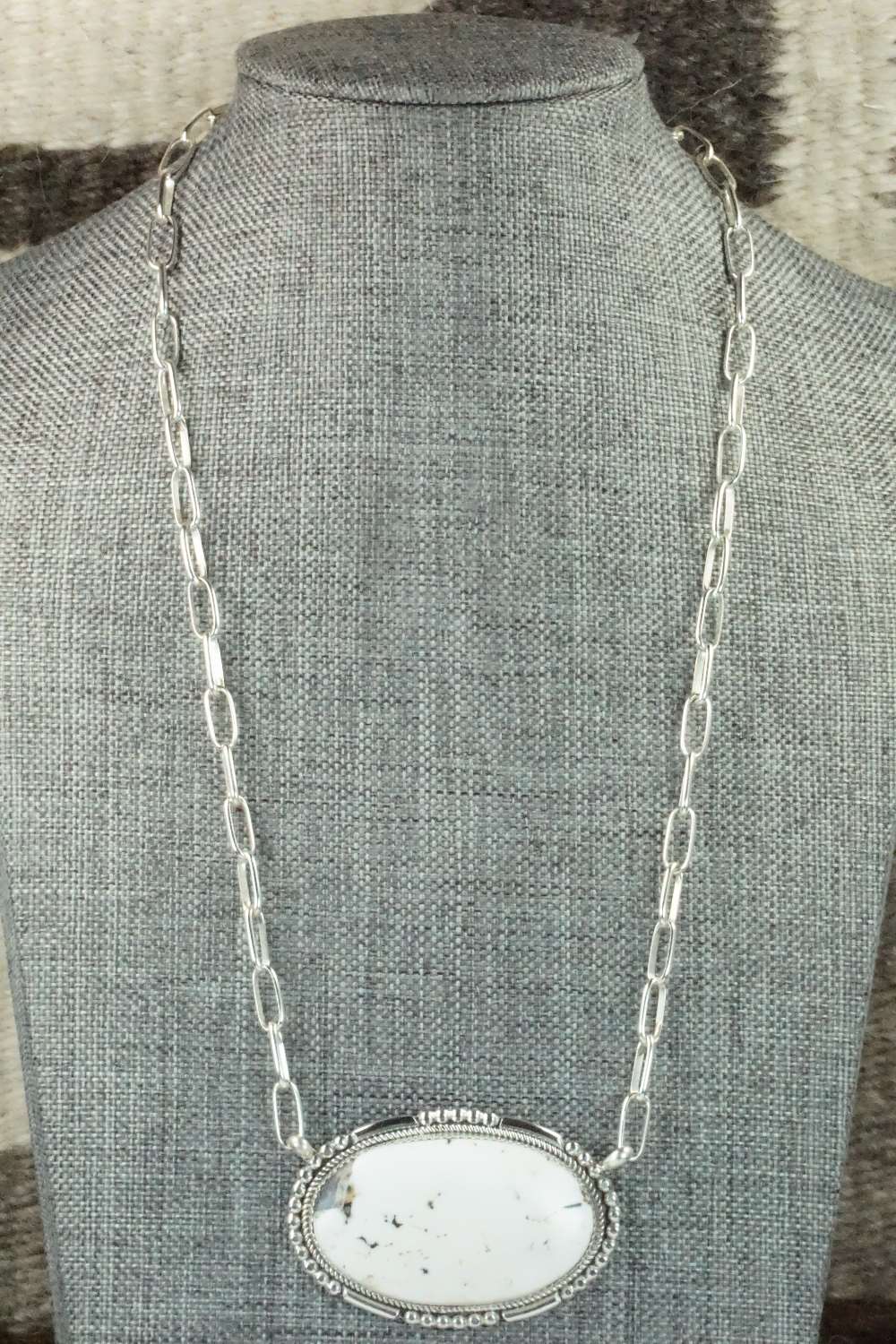 White Buffalo and Sterling Silver Necklace - Kenny Calavaza