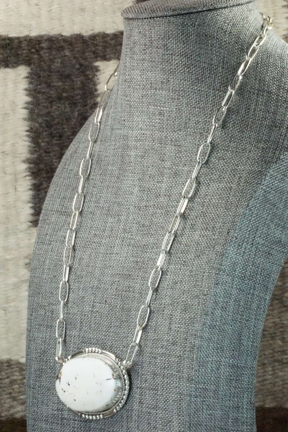 White Buffalo and Sterling Silver Necklace - Kenny Calavaza