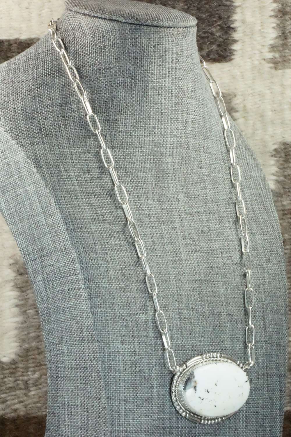 White Buffalo and Sterling Silver Necklace - Kenny Calavaza