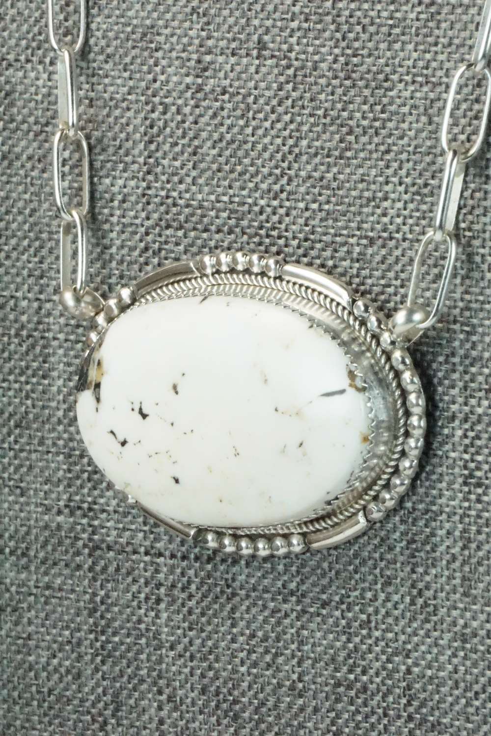 White Buffalo and Sterling Silver Necklace - Kenny Calavaza