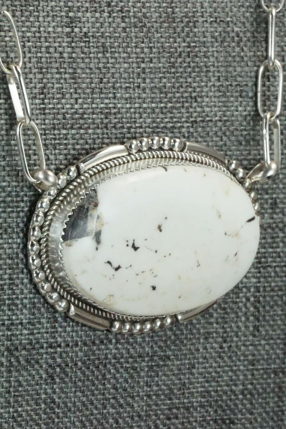 White Buffalo and Sterling Silver Necklace - Kenny Calavaza