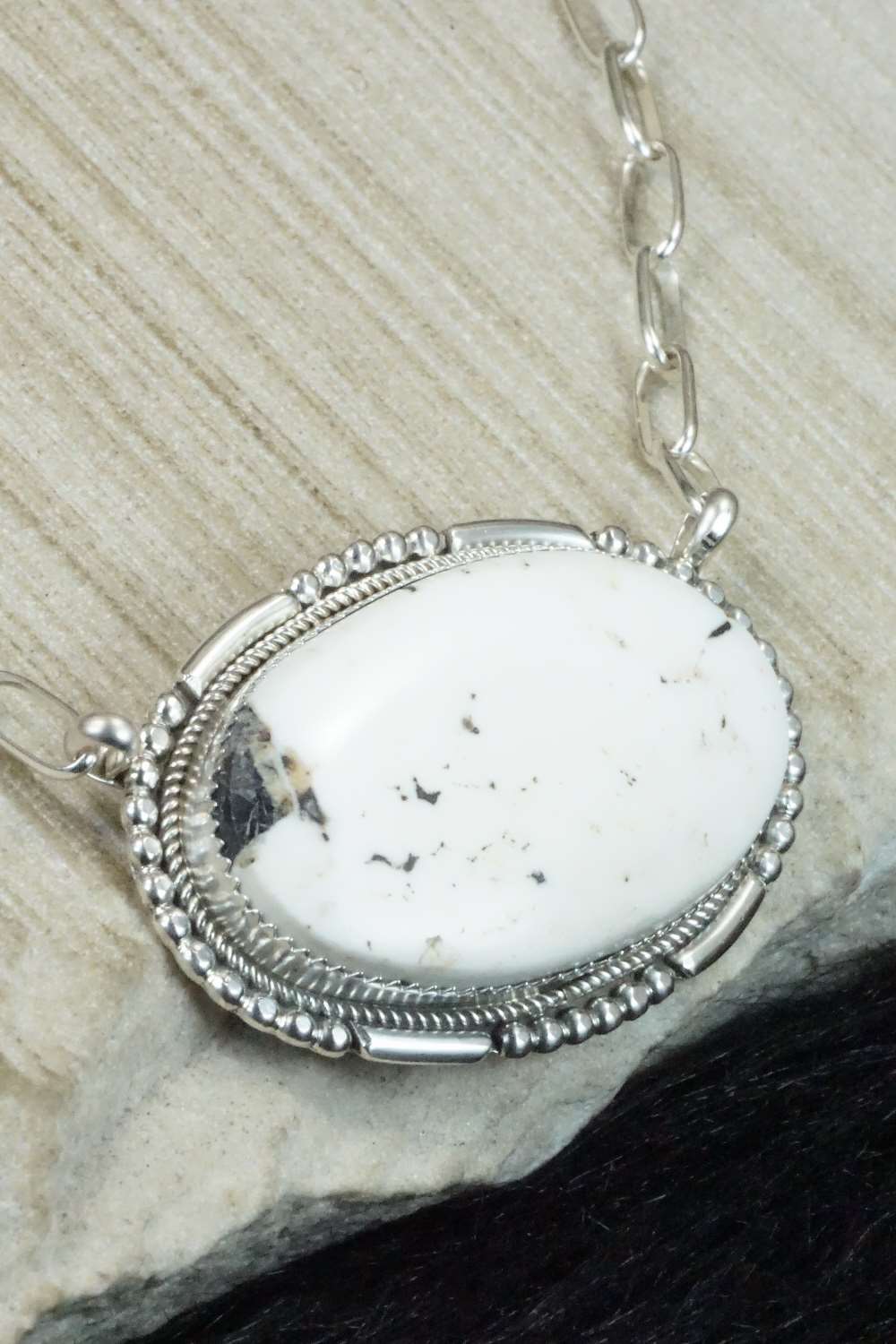 White Buffalo and Sterling Silver Necklace - Kenny Calavaza