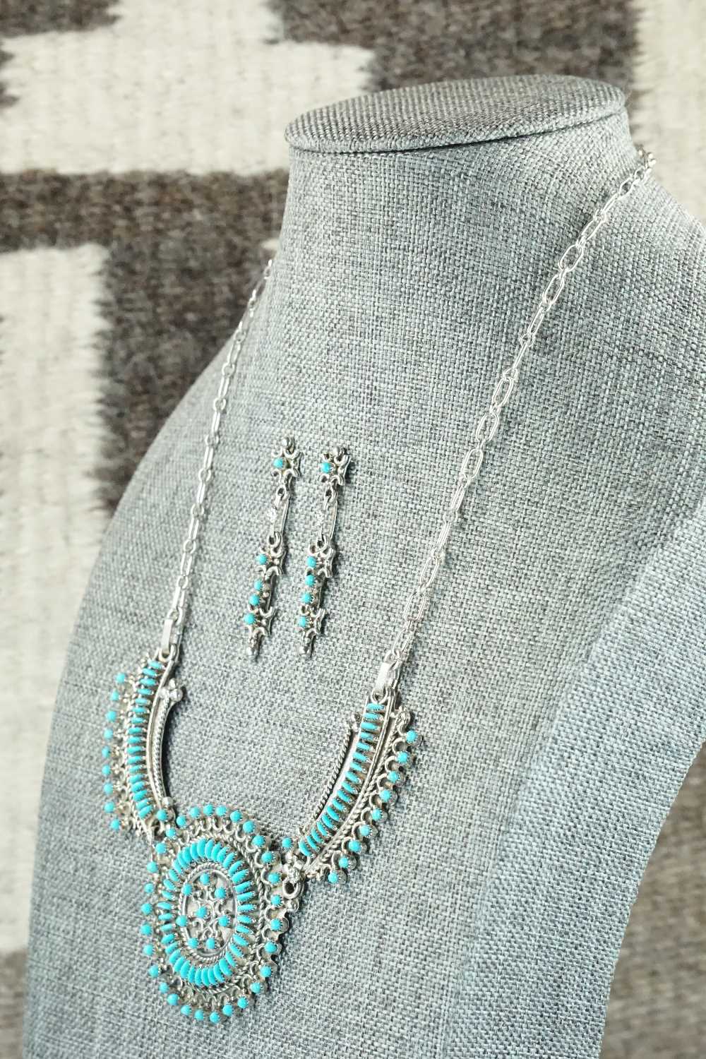 Turquoise & Sterling Silver Necklace and Earrings Set - Connie Wyaco