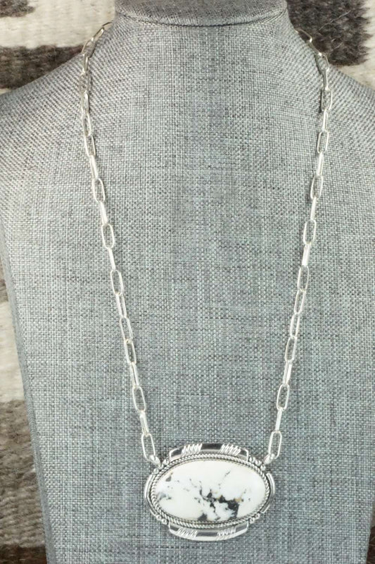 White Buffalo and Sterling Silver Necklace - Kenny Calavaza