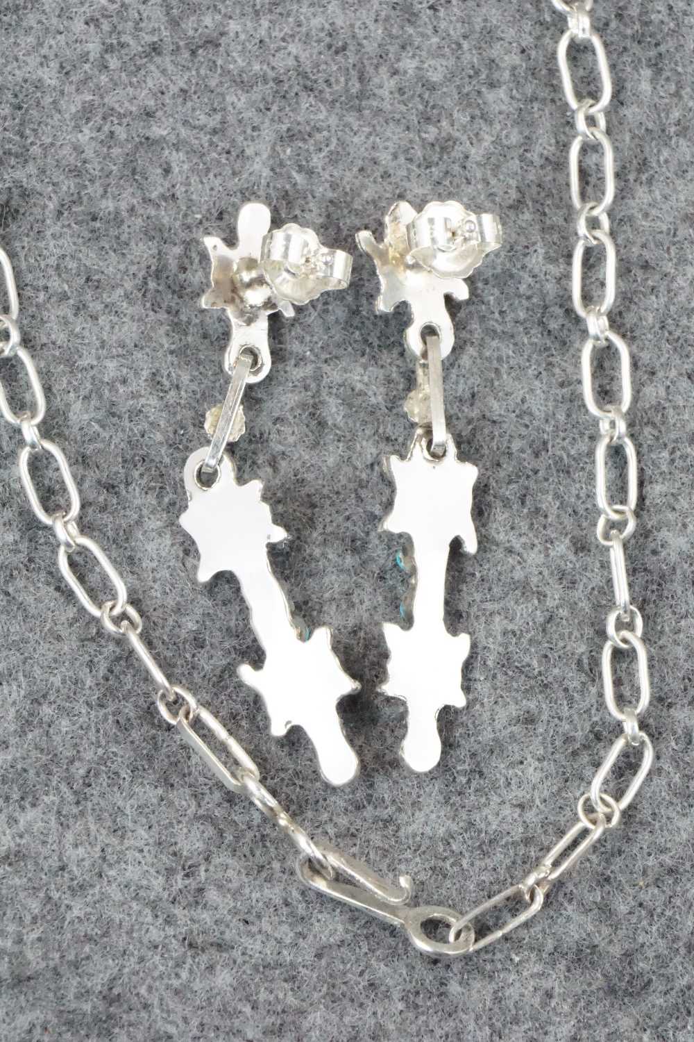Turquoise & Sterling Silver Necklace and Earrings Set - Connie Wyaco