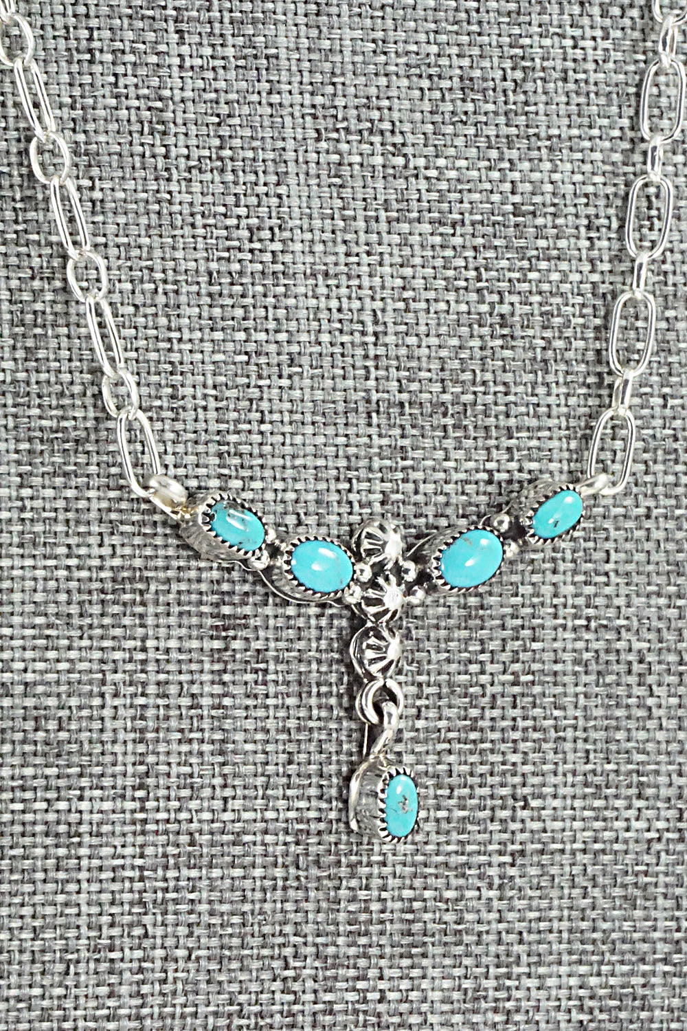 Turquoise & Sterling Silver Necklace - Loretta Smith