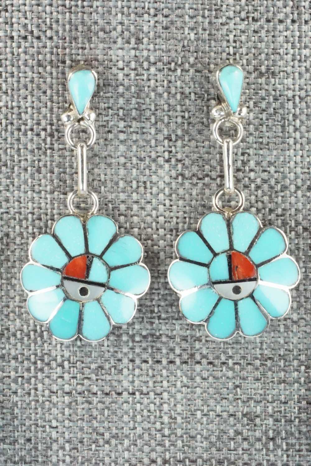 Turquoise & Sterling Silver Necklace and Earrings Set - Burdian Soseeah