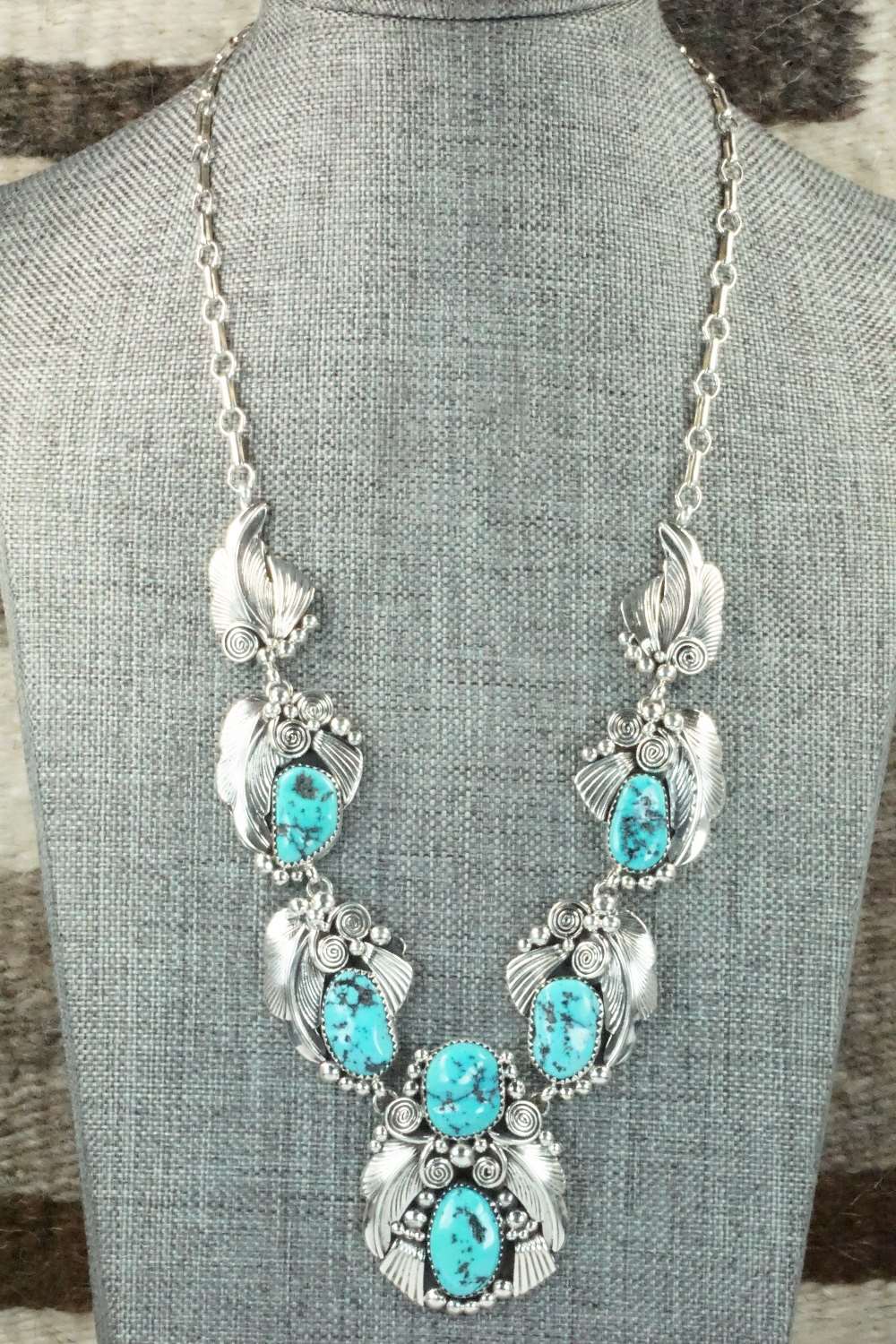 Turquoise & Sterling Silver Necklace- Tom Lewis