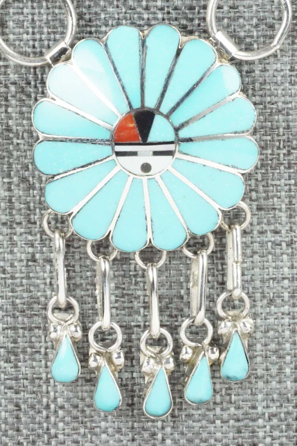 Turquoise & Sterling Silver Necklace and Earrings Set - Burdian Soseeah