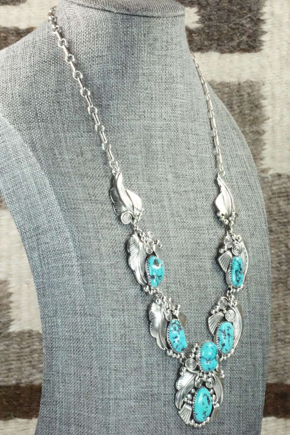Turquoise & Sterling Silver Necklace- Tom Lewis