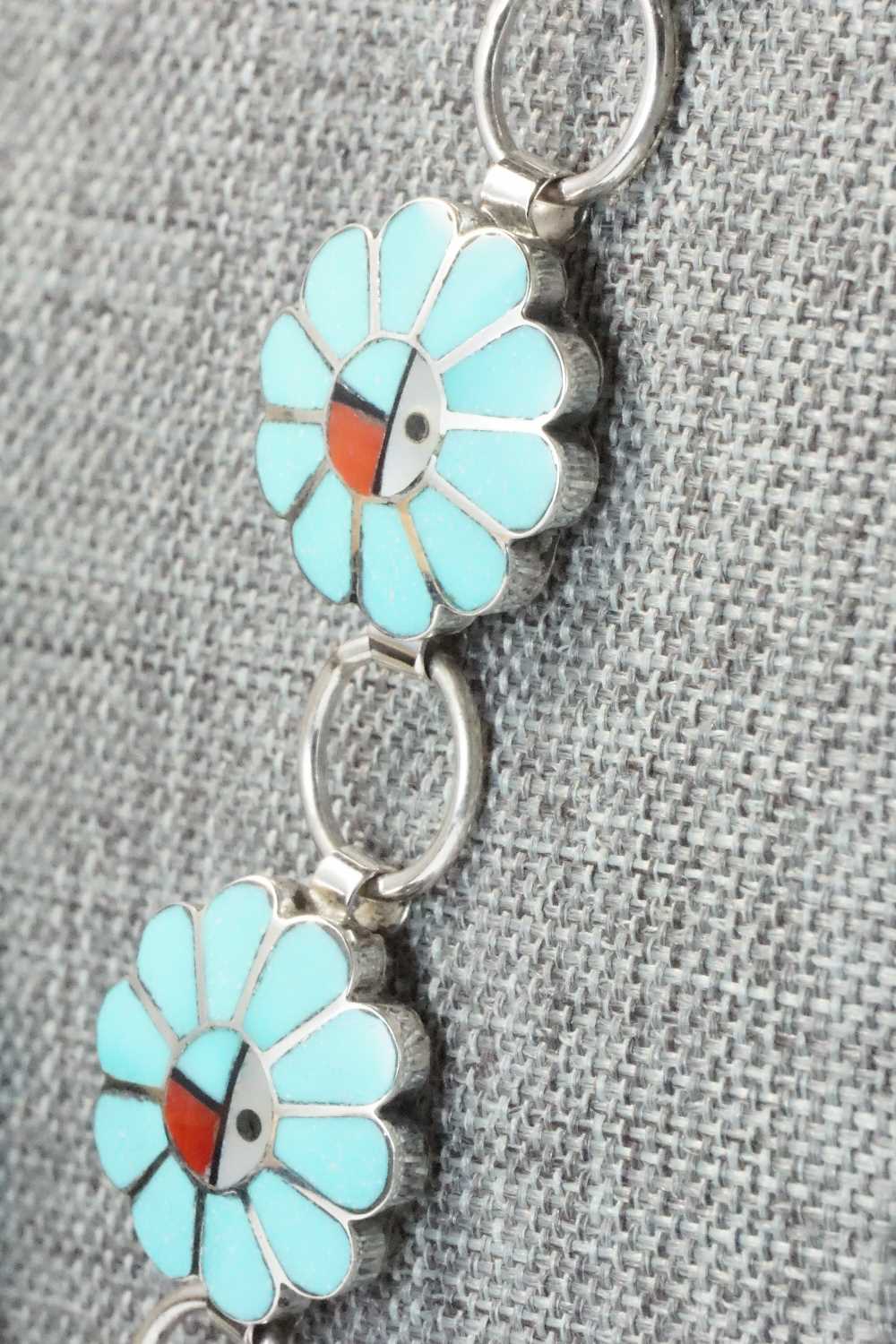 Turquoise & Sterling Silver Necklace and Earrings Set - Burdian Soseeah