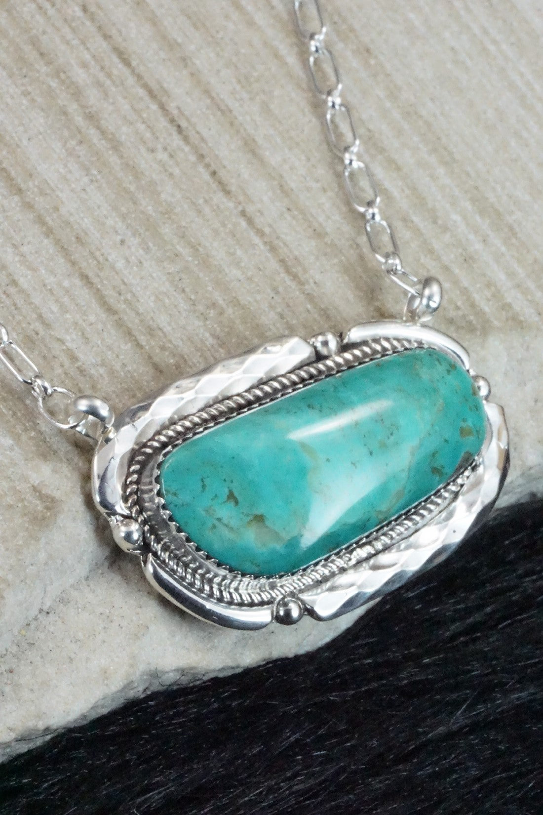 Turquoise & Sterling Silver Necklace - Kenny Calavaza