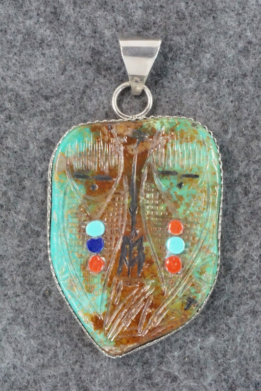 Turquoise and Sterling Silver Corn Maiden Pendant - Gloria Chattin