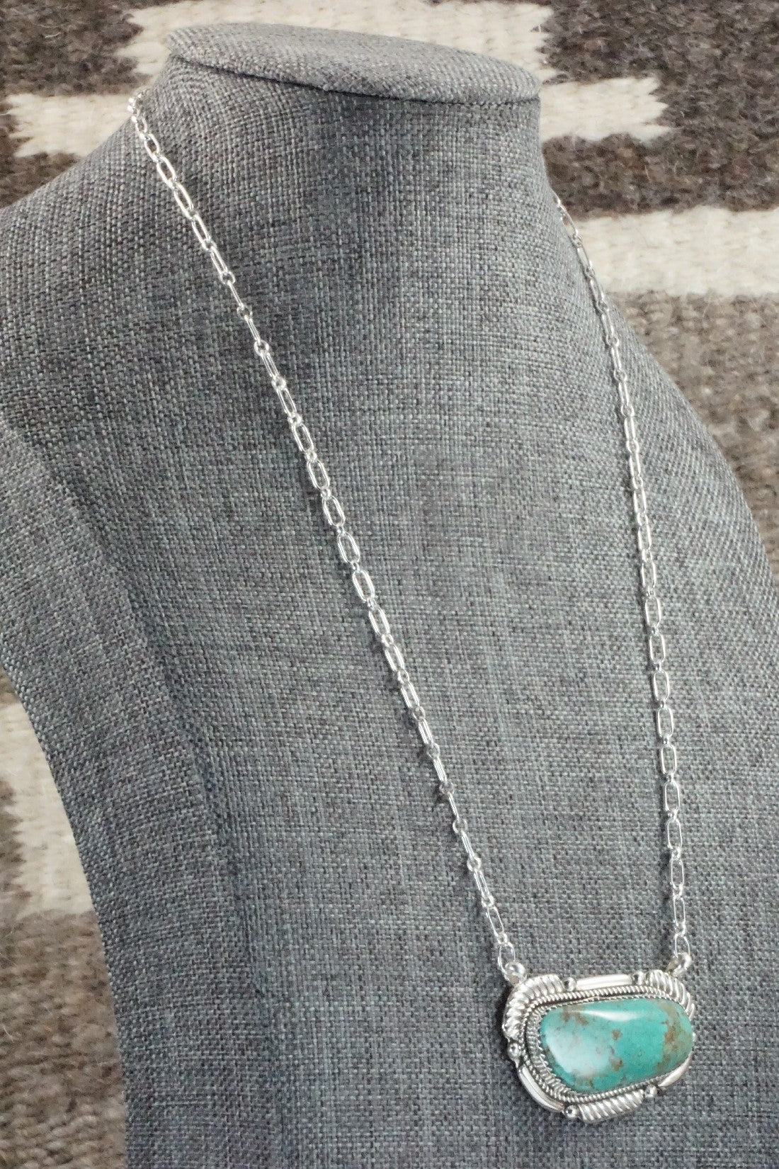 Turquoise & Sterling Silver Necklace - Kenny Calavaza