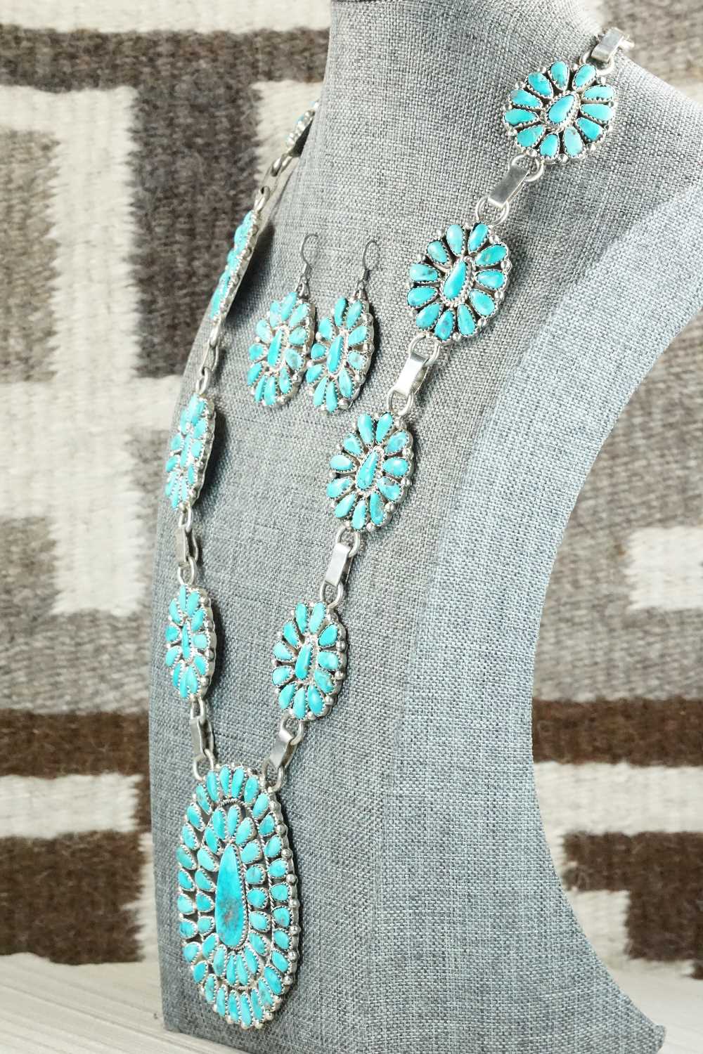 Turquoise & Sterling Silver Necklace and Earrings - Justina Wilson