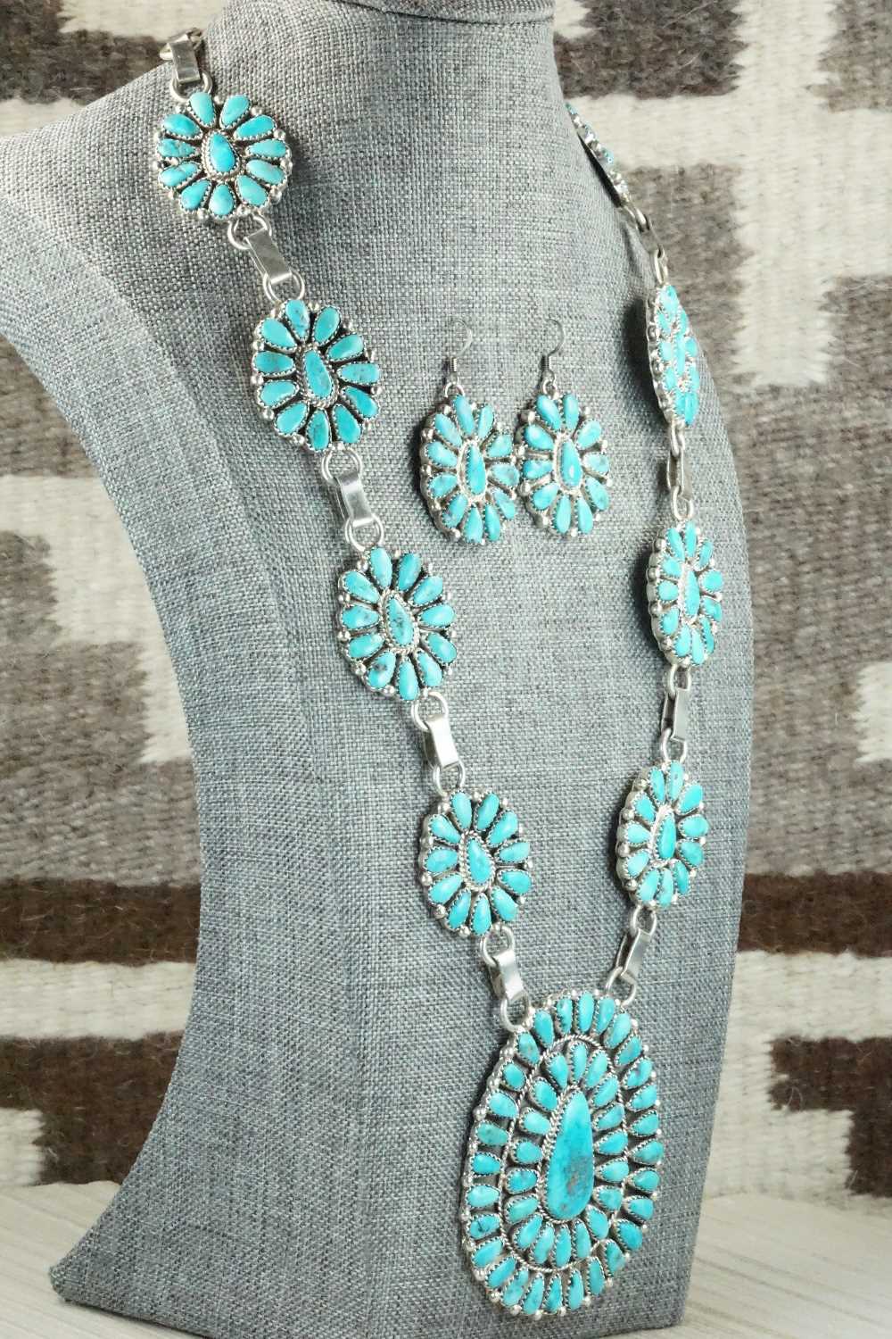 Turquoise & Sterling Silver Necklace and Earrings - Justina Wilson