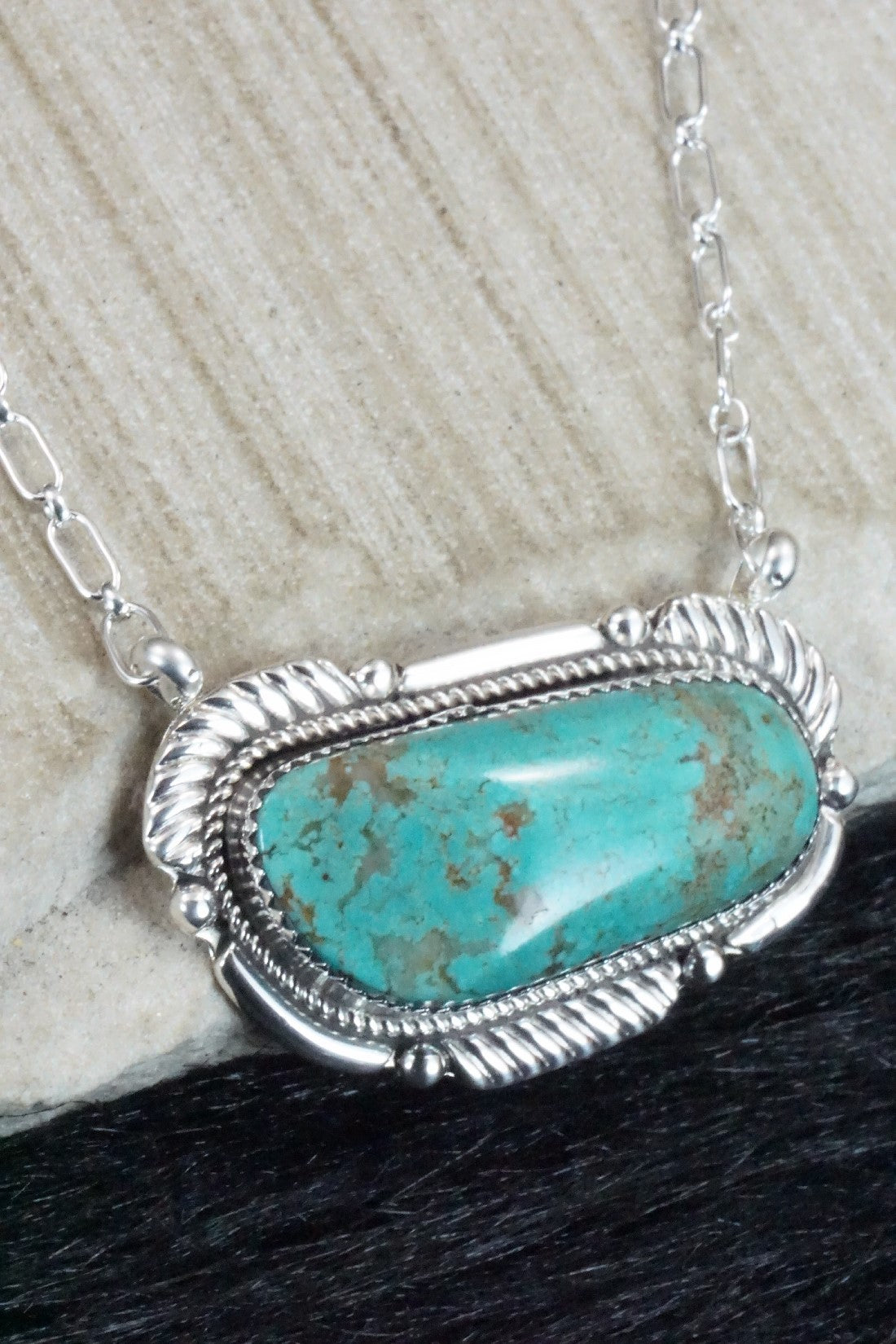 Turquoise & Sterling Silver Necklace - Kenny Calavaza