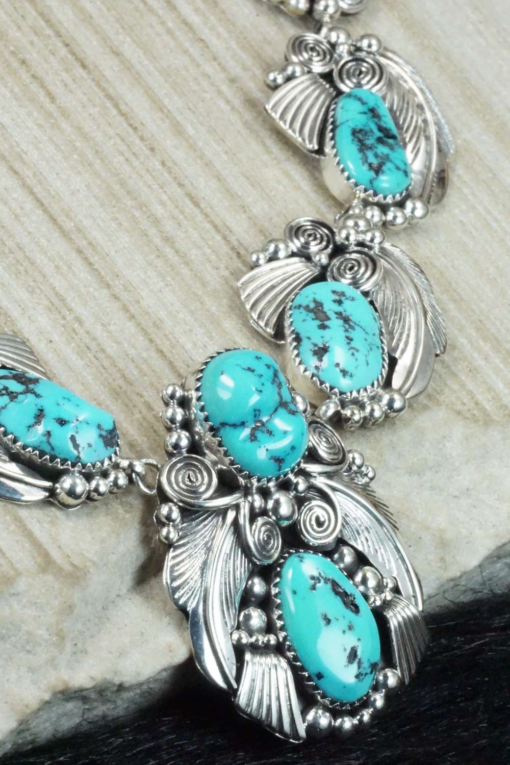 Turquoise & Sterling Silver Necklace- Tom Lewis