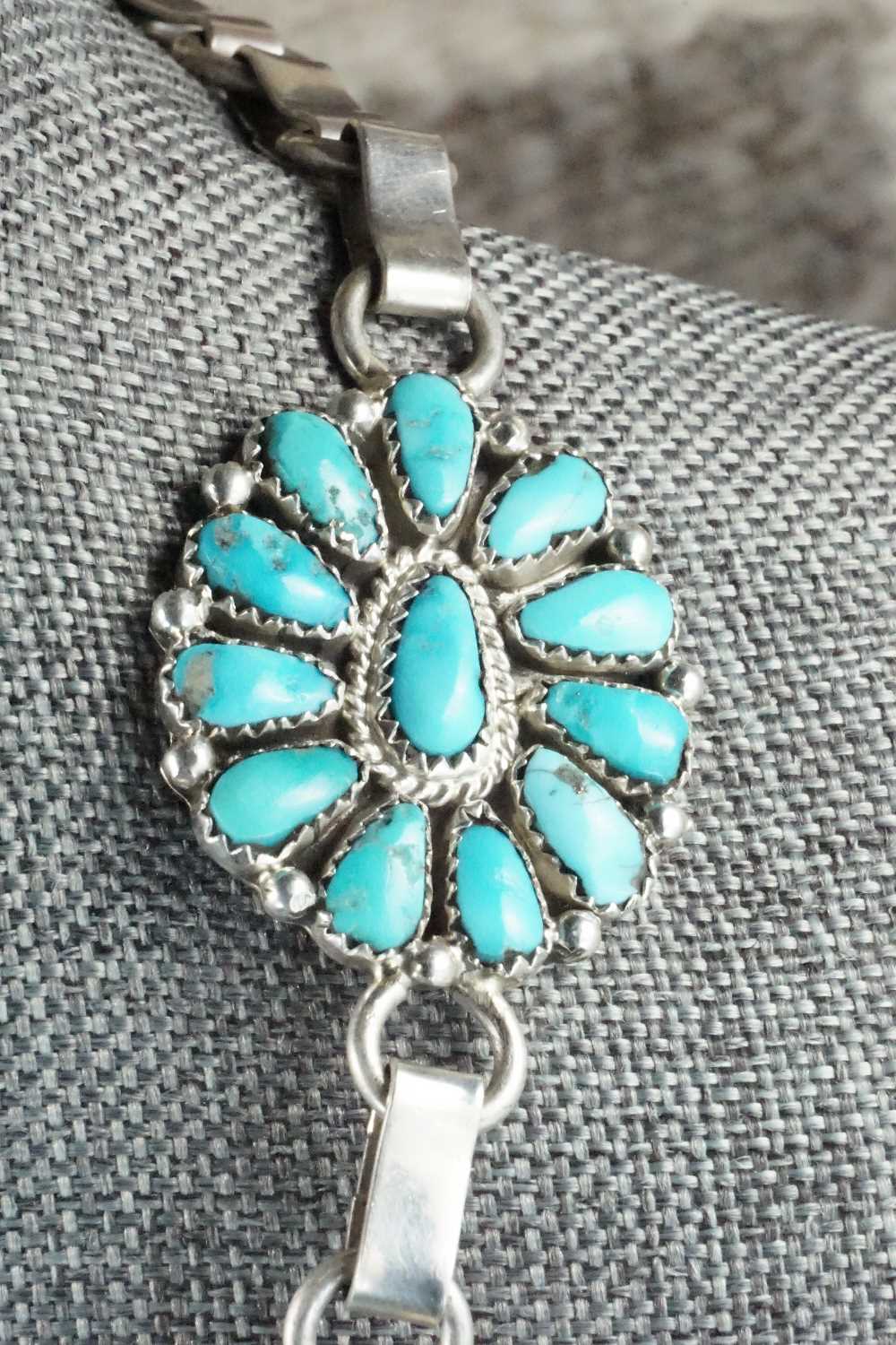 Turquoise & Sterling Silver Necklace and Earrings - Justina Wilson