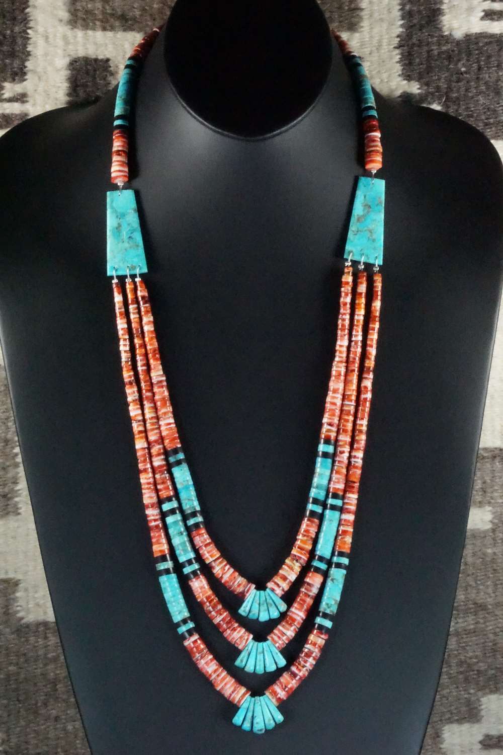 Turquoise & Spiny Oyster Necklace - Lupe Lovato