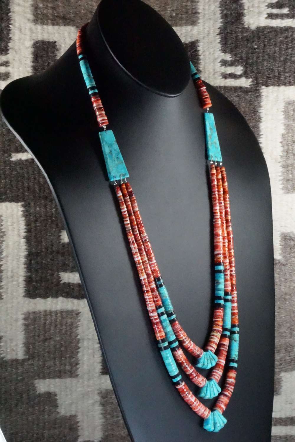 Turquoise & Spiny Oyster Necklace - Lupe Lovato