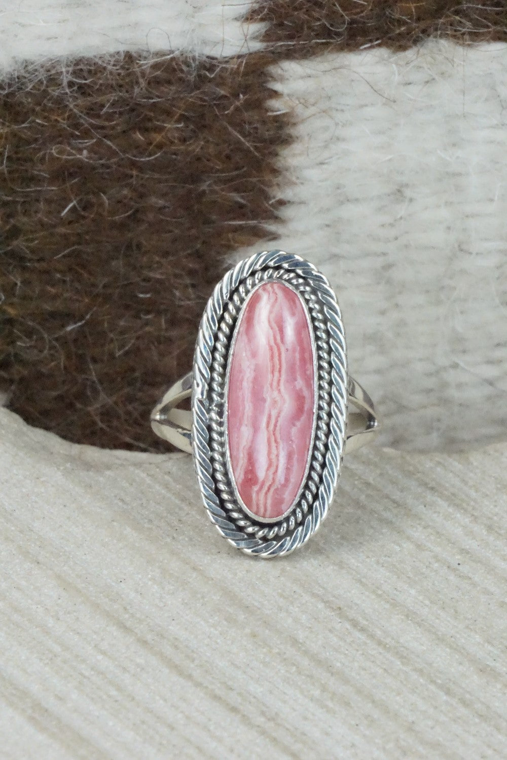 Agate & Sterling Silver Ring - Navajo - Size 9