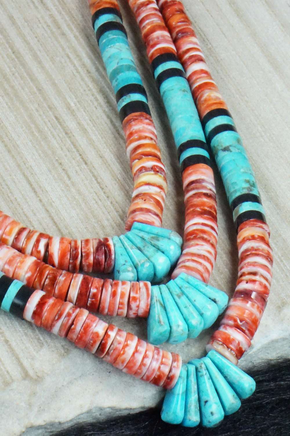 Turquoise & Spiny Oyster Necklace - Lupe Lovato