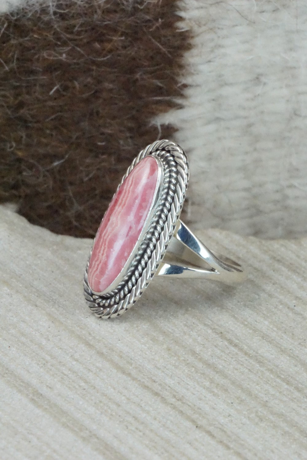 Agate & Sterling Silver Ring - Navajo - Size 9