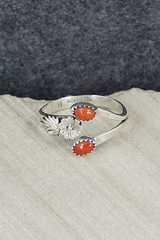 Coral & Sterling Silver Ring - Harris Largo - Size 12.5