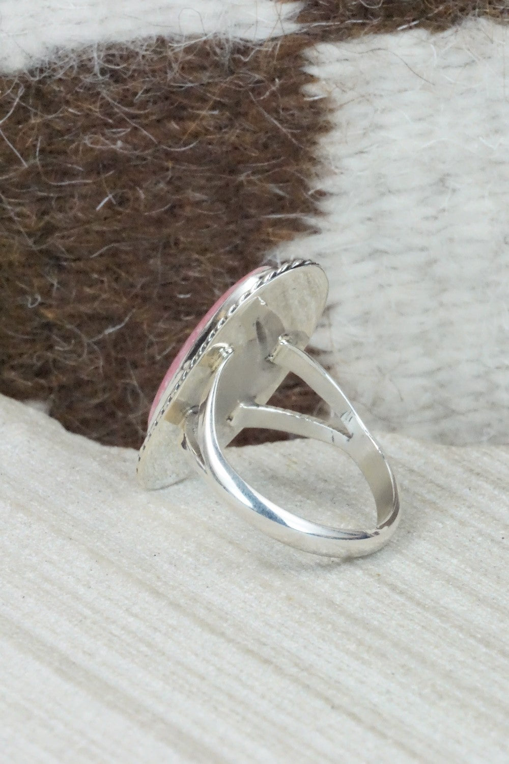 Agate & Sterling Silver Ring - Navajo - Size 9