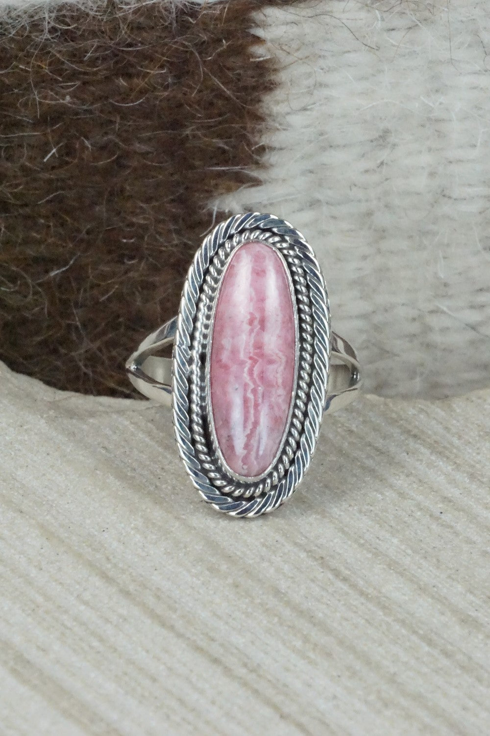 Agate & Sterling Silver Ring - Navajo - Size 10