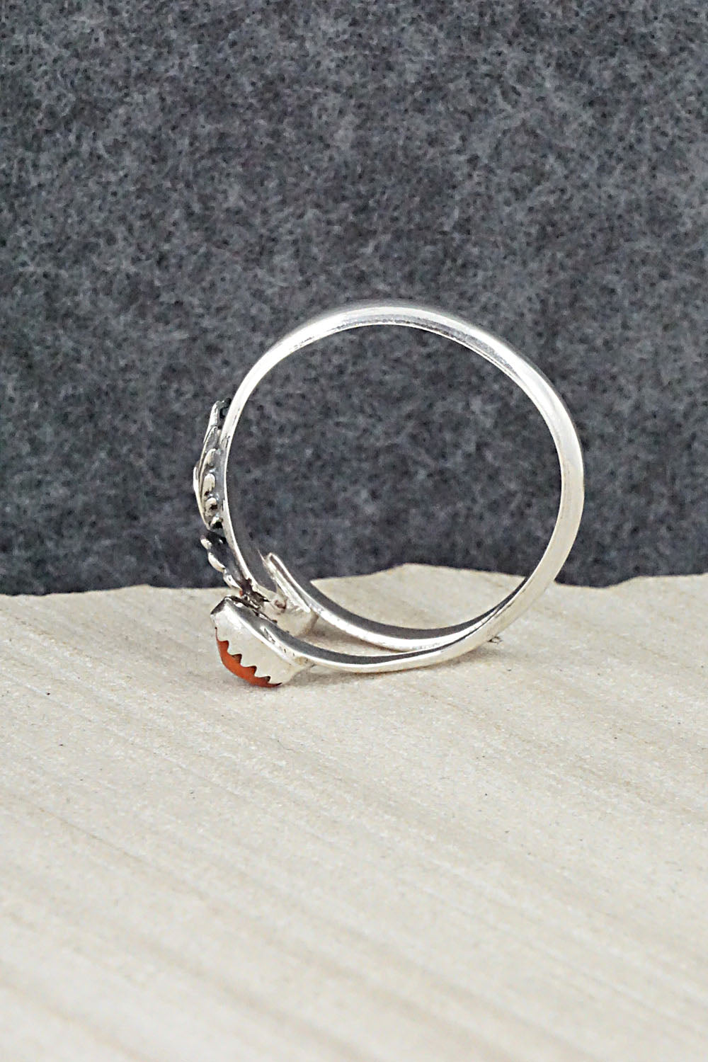 Coral & Sterling Silver Ring - Harris Largo - Size 12.5