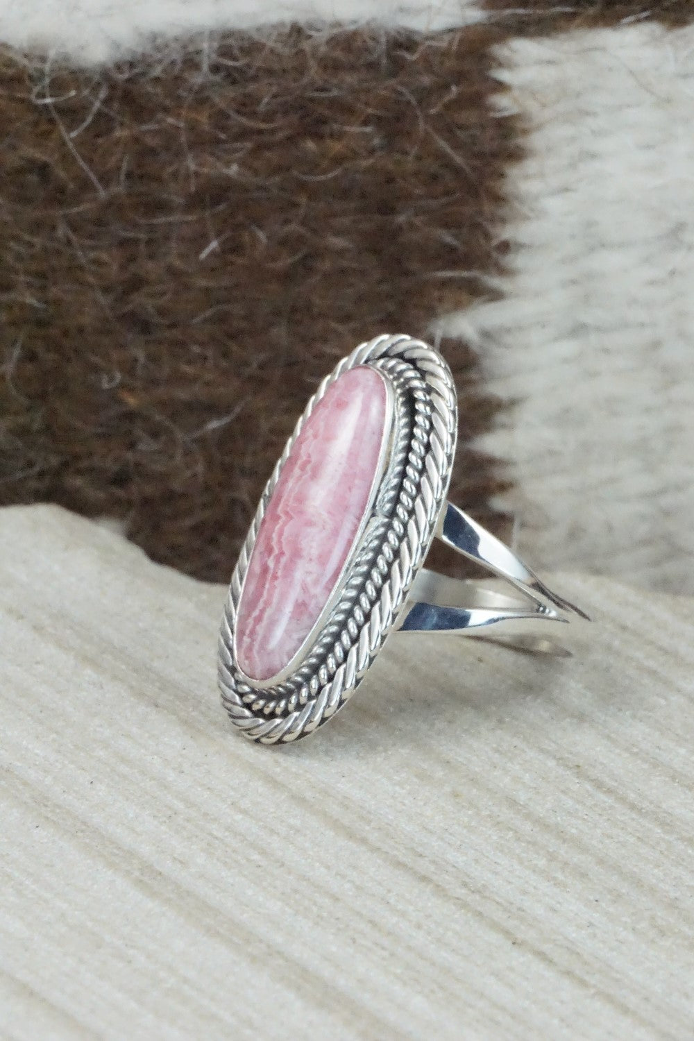 Agate & Sterling Silver Ring - Navajo - Size 10
