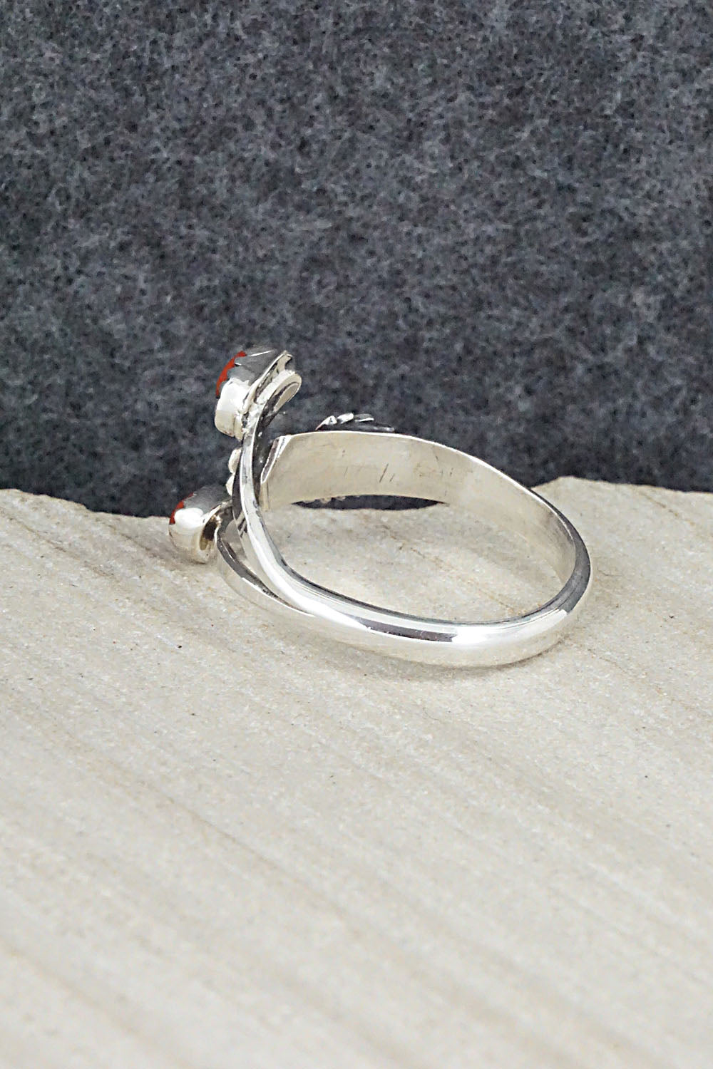 Coral & Sterling Silver Ring - Harris Largo - Size 11