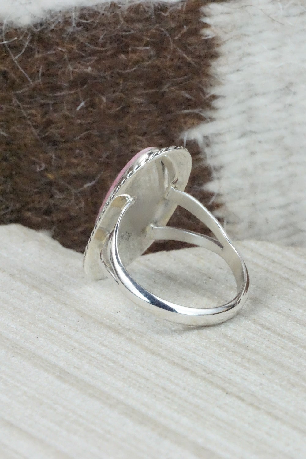 Agate & Sterling Silver Ring - Navajo - Size 10