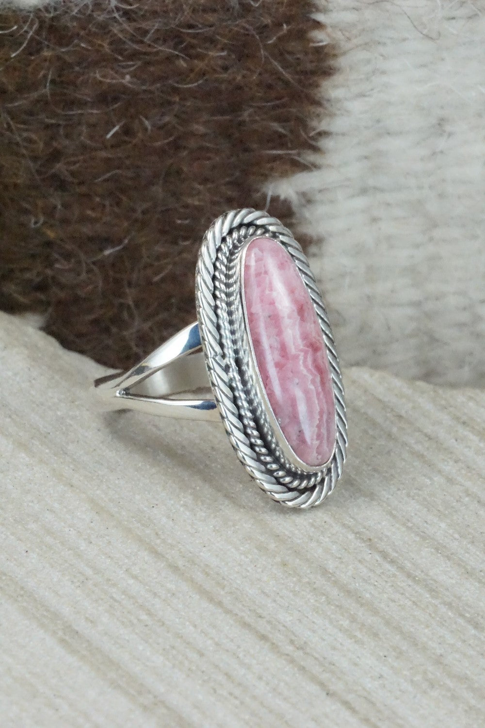 Agate & Sterling Silver Ring - Navajo - Size 10