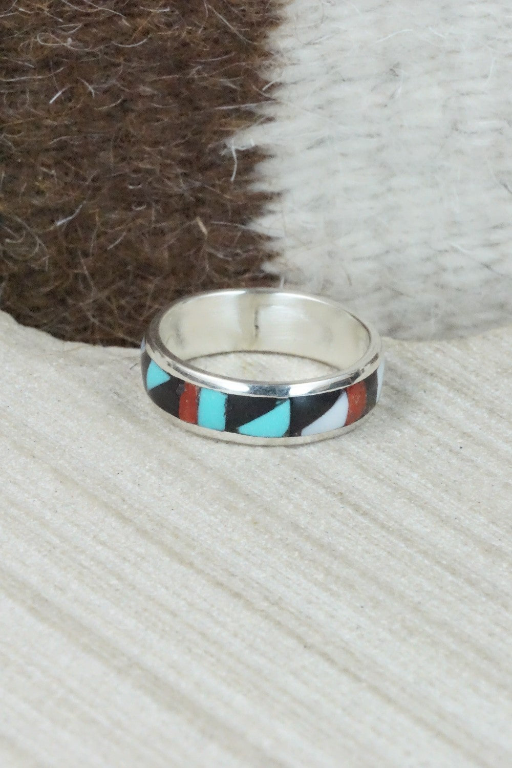 Multi Stone & Sterling Silver Inlay Ring - Rodney Lalio - Size 9