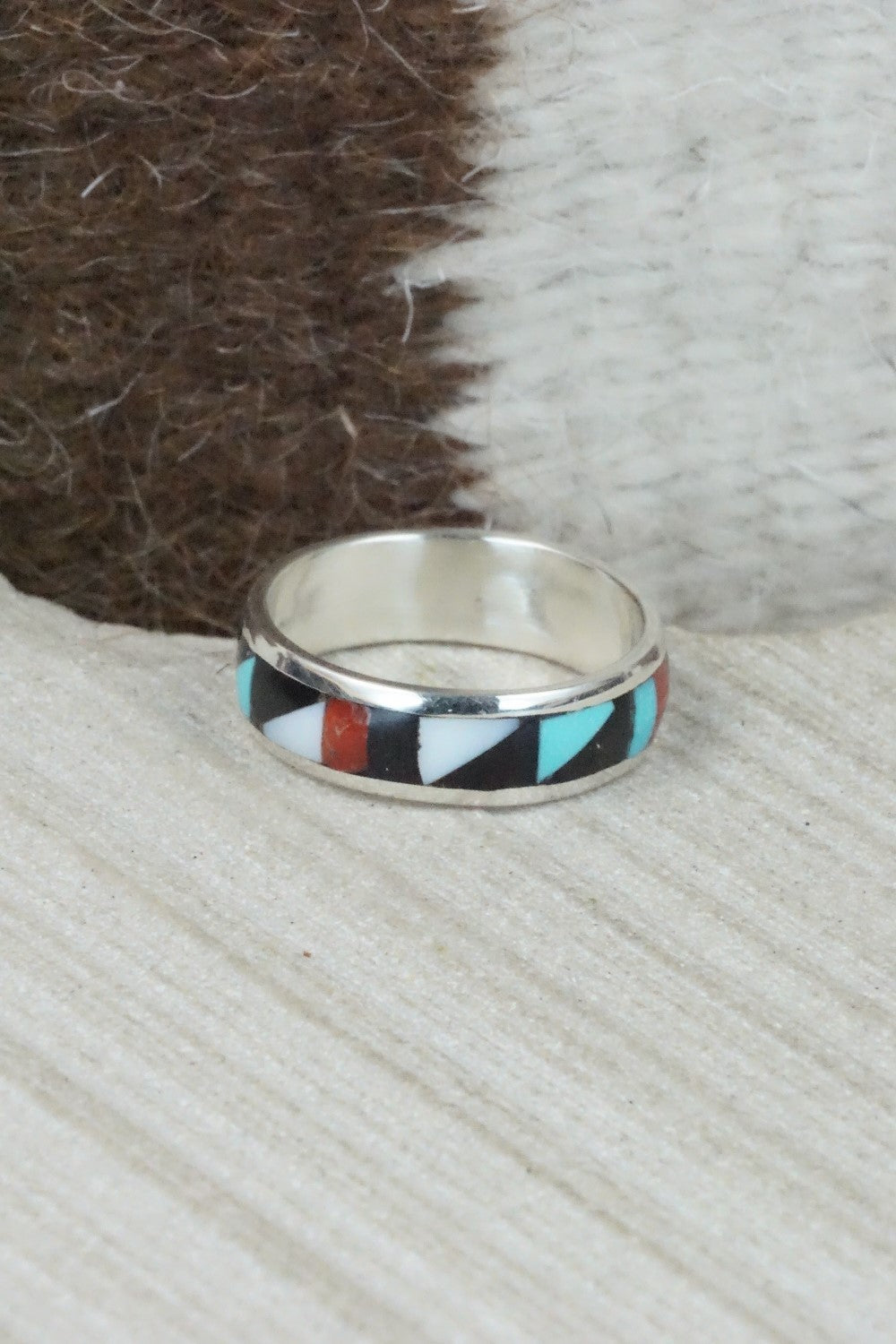 Multi Stone & Sterling Silver Inlay Ring - Rodney Lalio - Size 9