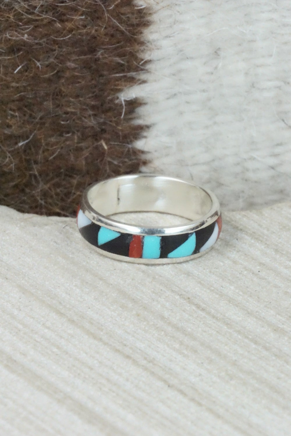 Multi Stone & Sterling Silver Inlay Ring - Rodney Lalio - Size 9