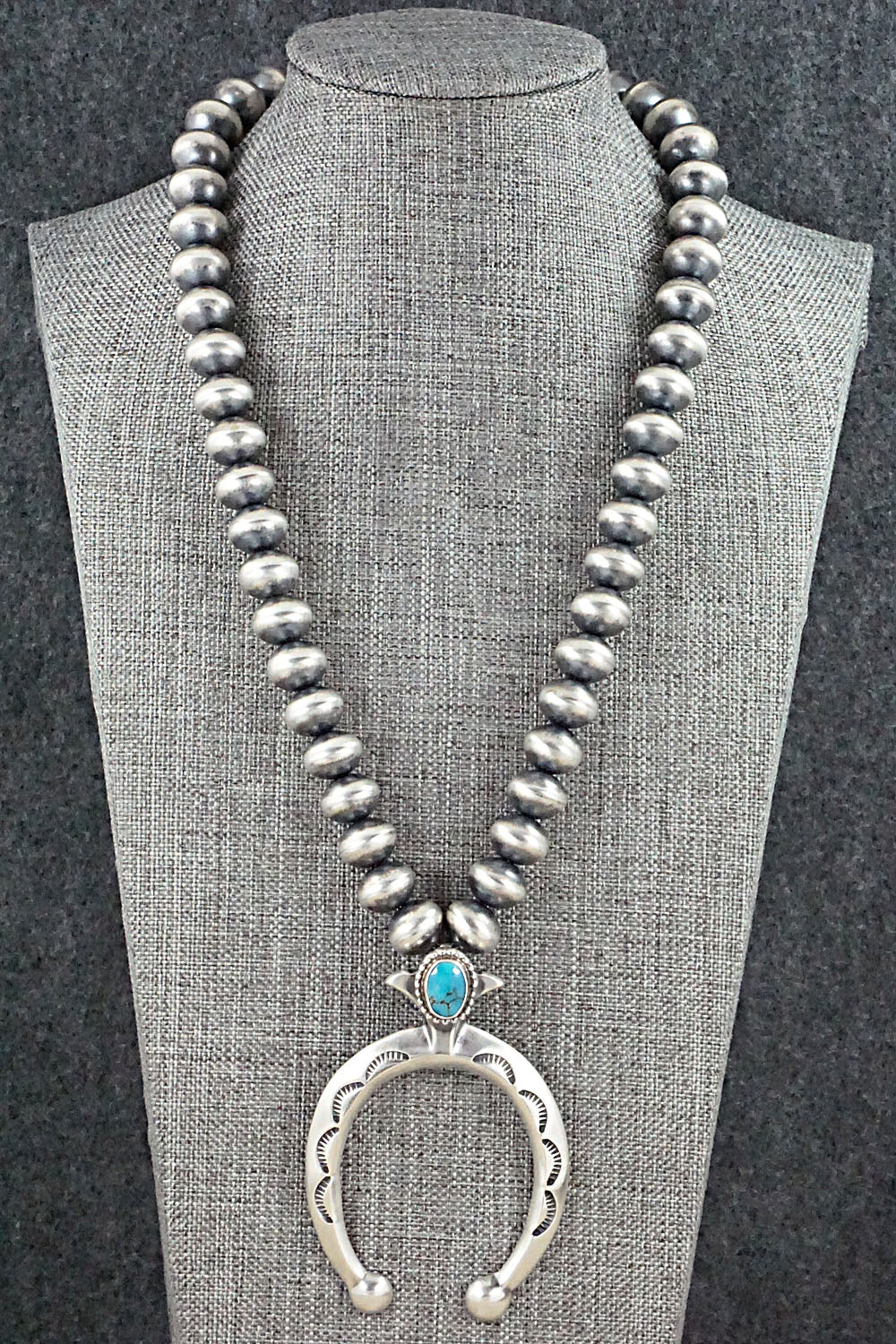 Turquoise & Sterling Silver Navajo Pearl Necklace - Jan Mariano