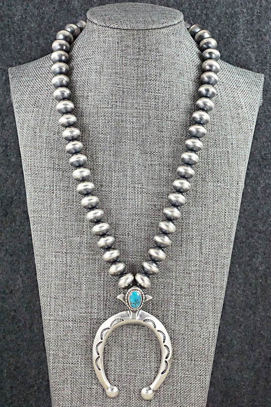 Turquoise & Sterling Silver Navajo Pearl Necklace - Jan Mariano