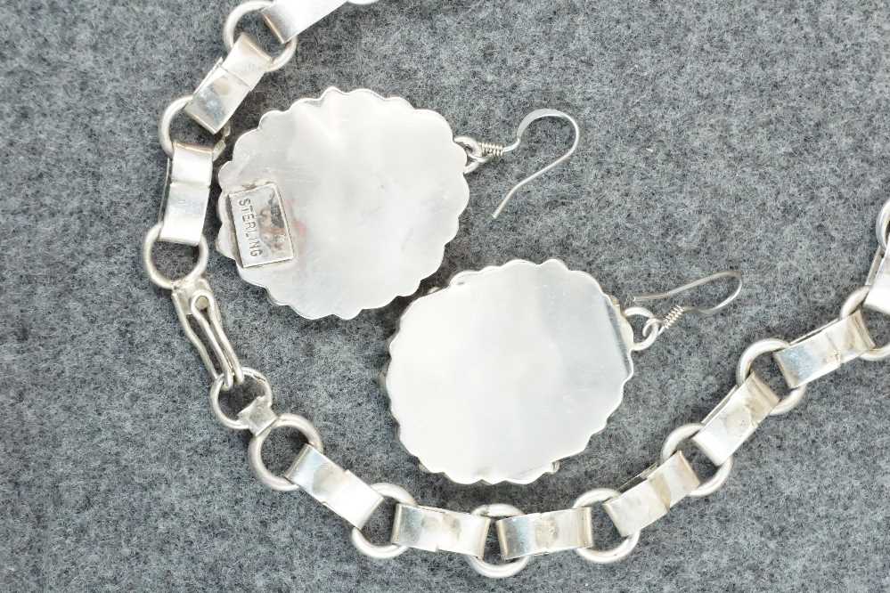 Turquoise & Sterling Silver Necklace and Earrings - Justina Wilson