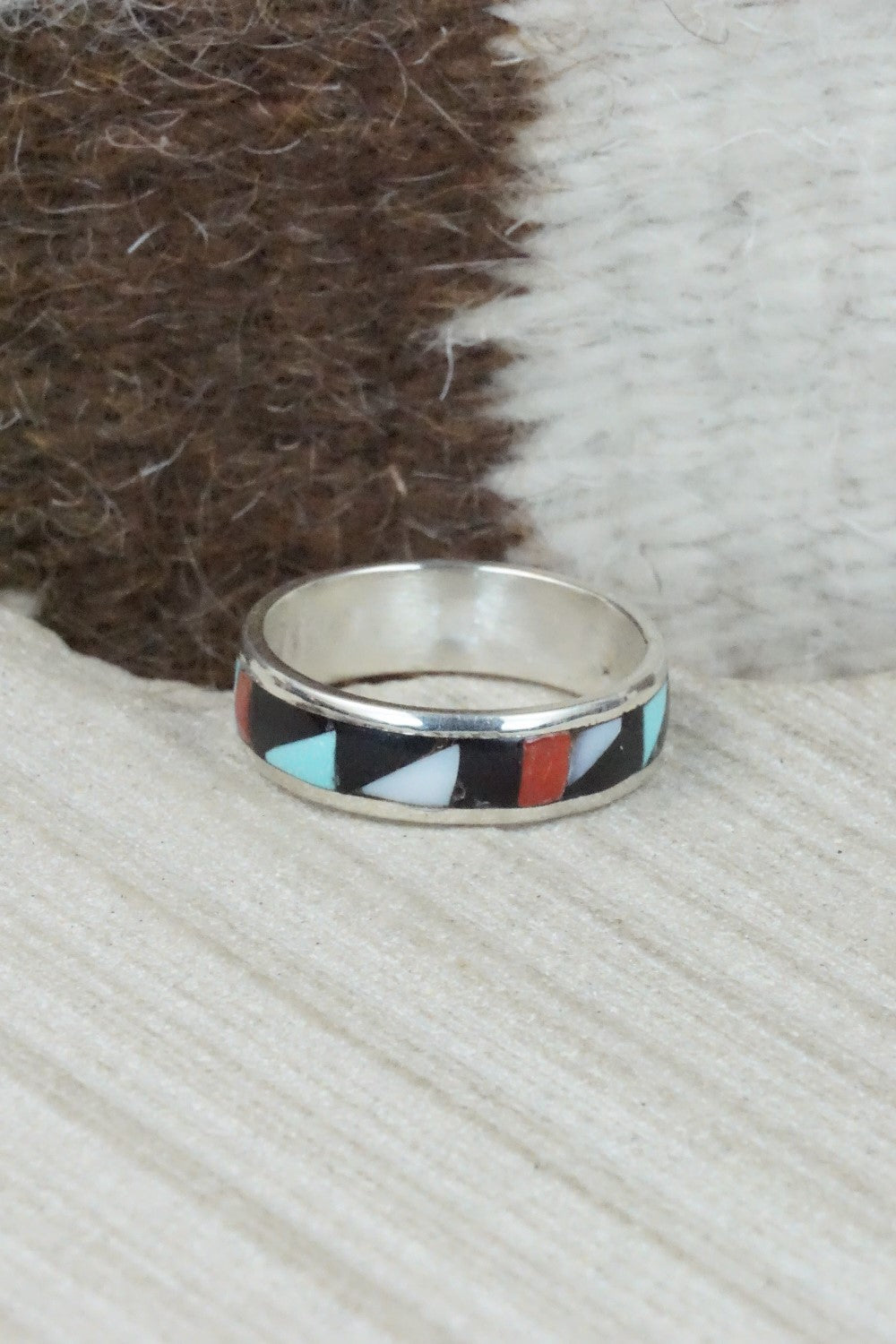 Multi Stone & Sterling Silver Inlay Ring - Rodney Lalio - Size 9.75