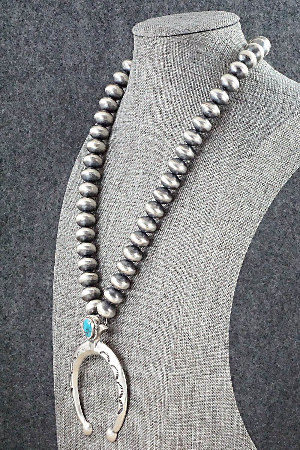 Turquoise & Sterling Silver Navajo Pearl Necklace - Jan Mariano