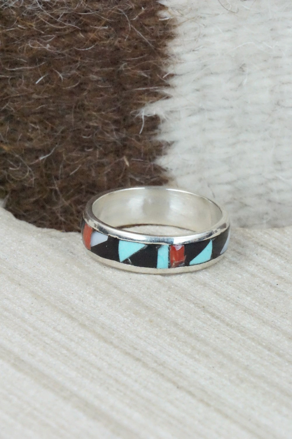 Multi Stone & Sterling Silver Inlay Ring - Rodney Lalio - Size 9.75