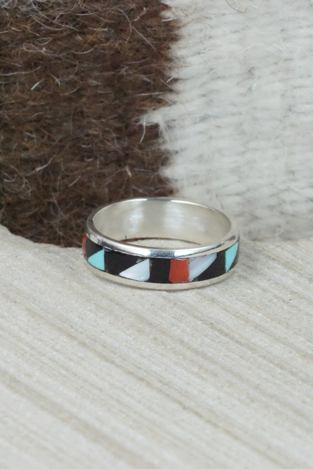 Multi Stone & Sterling Silver Inlay Ring - Rodney Lalio - Size 9.75